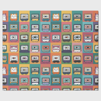 Katzen und Kassetten Geschenkpapier