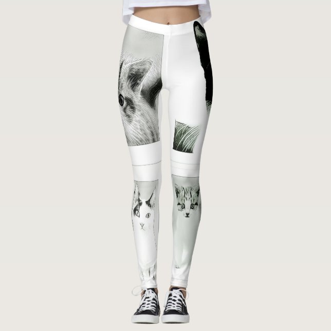Katzen und Kätzchen Collage Funky Leggings (Vorderseite)