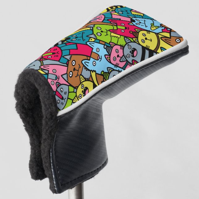 Katzen und Kätzchen Golf Headcover (3/4 Vorderseite)