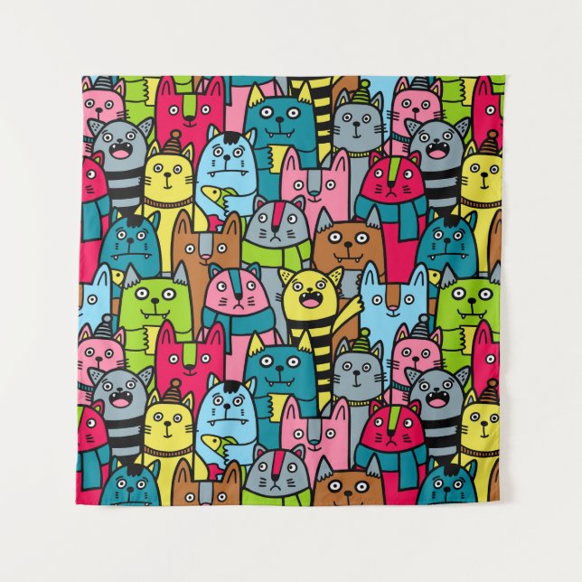 Katzen und Kätzchen Wandteppich (Vorderseite)