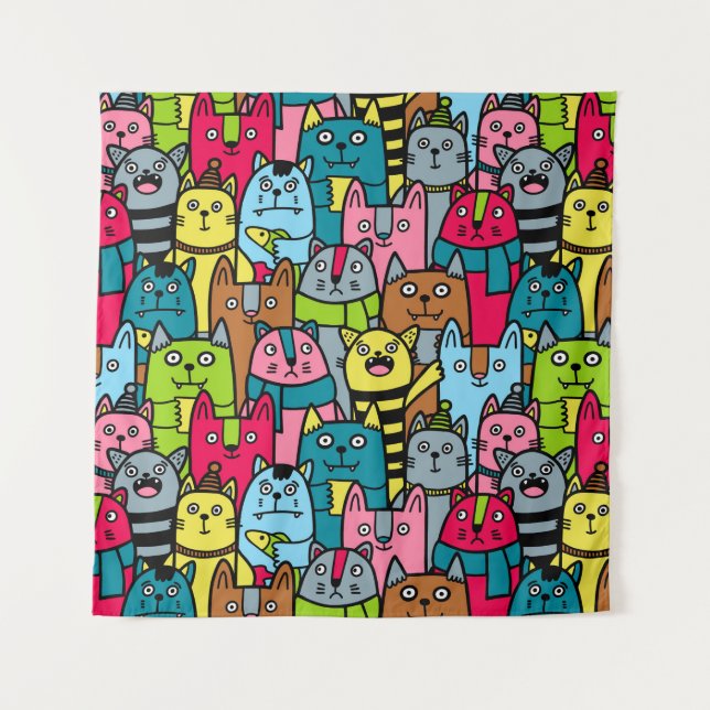Katzen und Kätzchen Wandteppich (Vorderseite)