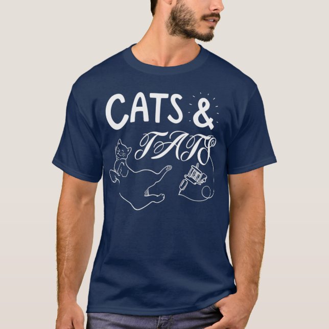 Katzen und Katzen Funny Cat Cool Katze Tattoo Love T-Shirt (Vorderseite)