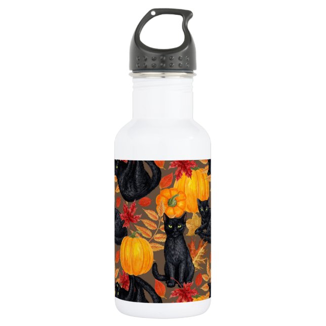 Katzen und Kürbis 2 Edelstahlflasche (Vorderseite)