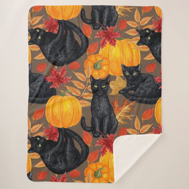 Katzen und Kürbis 2 Sherpadecke (Vorderseite)