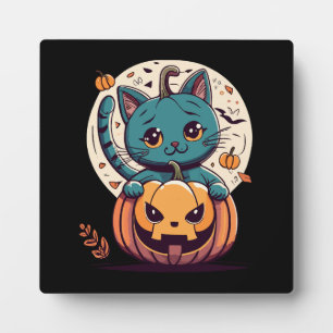 Katzen und Kürbis für ein glückliches Halloween! Fotoplatte
