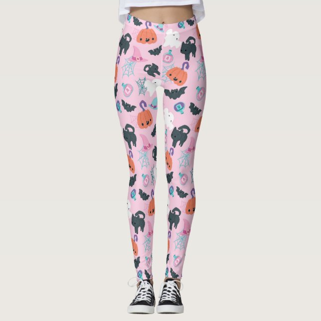 Katzen und Kürbis Halloween Leggings (Vorderseite)