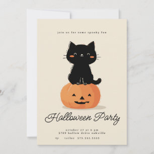 Katzen- und Kürbis-Halloween-Party Feiertagskarte