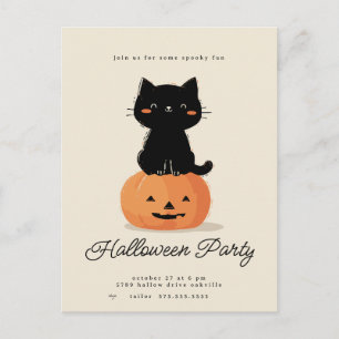 Katzen- und Kürbis-Halloween-Party  Feiertagspostkarte