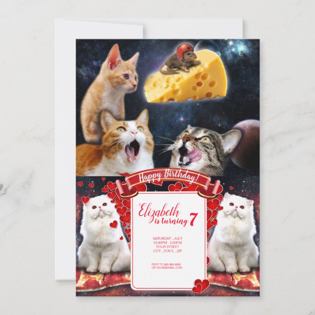 Katzen und Maus Einladung (Vorderseite)