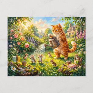Katzen- und Mäuse-Garten-Wasserspaß Postkarte