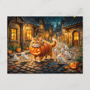 Katzen- und Mäuse-Halloween-Stadtrundgang Postkarte