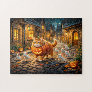 Katzen- und Mäuse-Halloween-Stadtrundgang Puzzle