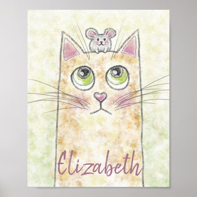 Katzen- und Mausillustrierung Poster (Vorne)