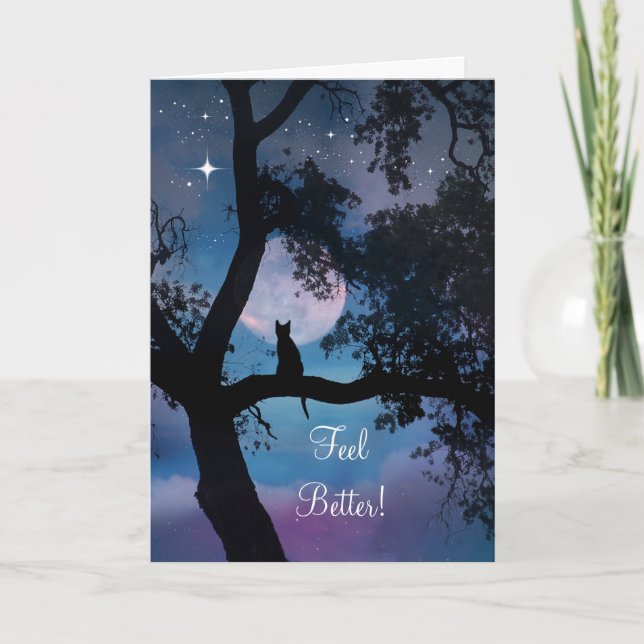 Katzen und Mond fühlen sich besser, kommen Sie bal Karte (Vorderseite)