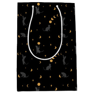 Katzen und Mondphasen - Geschenktasche Mittlere Geschenktüte