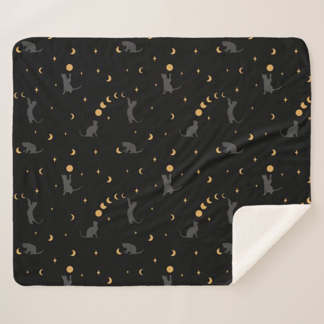 Katzen und Mondphasen Sherpadecke (Vorderseite (Horizontal))