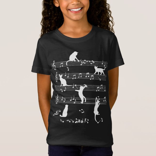 Katzen- und Musikgeschenke, Katzen, Musik T-Shirt (Vorderseite)