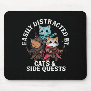 Katzen und Nebenquests Fantasy Gamer Katze Design Mousepad