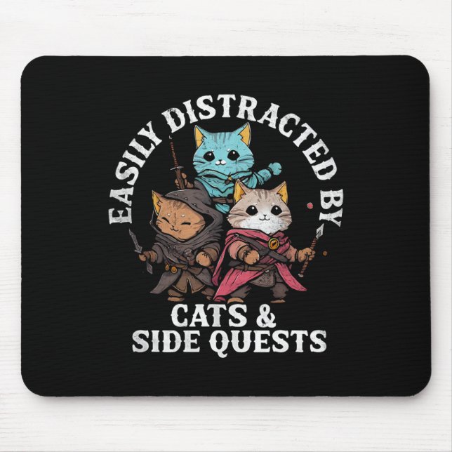 Katzen und Nebenquests Fantasy Gamer Katze Design  Mousepad (Vorne)