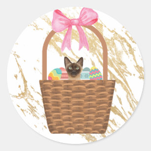 Katzen- und Ostereier in einem Osterkorb Runder Aufkleber