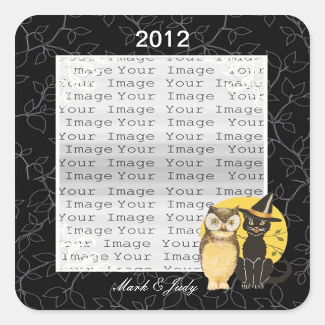 Katzen- und Owl-Halloween-Sticker Quadratischer Aufkleber (Vorderseite)