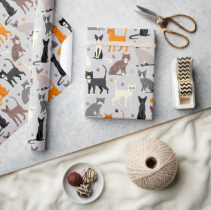 Katzen- und Paw-Prints Geschenkpapier