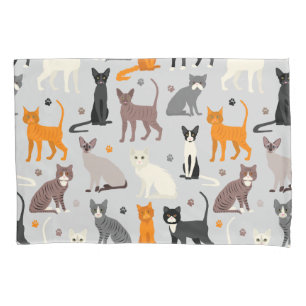 Katzen- und Paw-Prints Kissenbezug