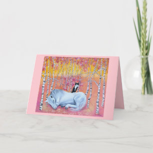 Katzen- und Pferdefreunde - Whimsical Art Karte