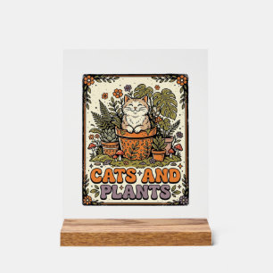 Katzen Und Pflanzen Katze Pflanzen Cottagecore Vin Acrylschild