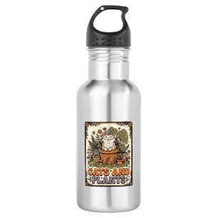 Katzen Und Pflanzen Katze Pflanzen Cottagecore Vin Edelstahlflasche
