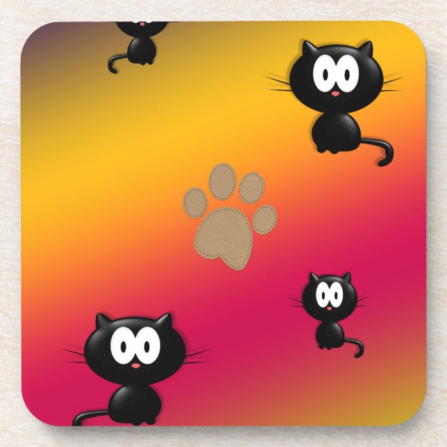 Katzen und Pflaster Untersetzer (Vorderseite)