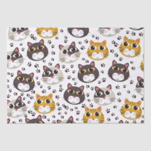 Katzen und Pfotenabdrücke Muster Geschenkpapier Seidenpapier