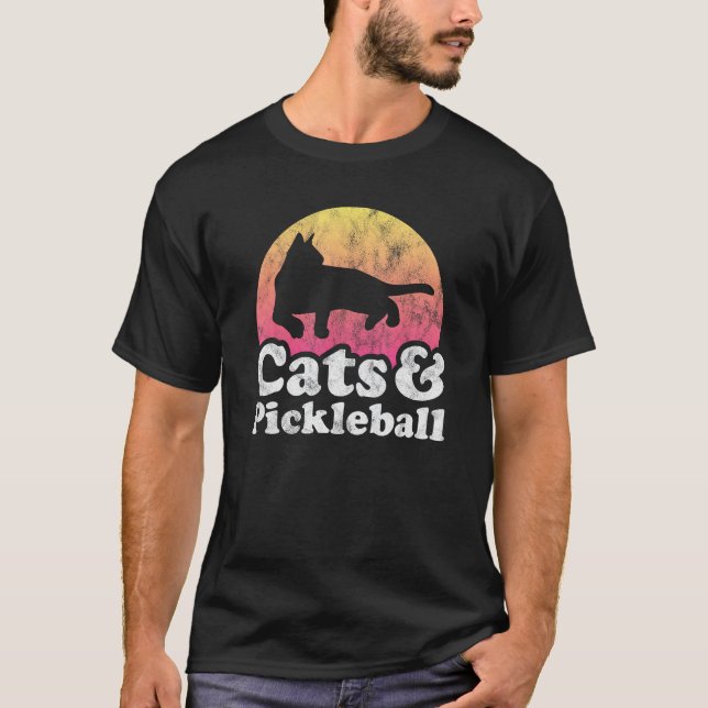 Katzen und Pickleball Männer- oder Frauenkatze T-Shirt (Vorderseite)