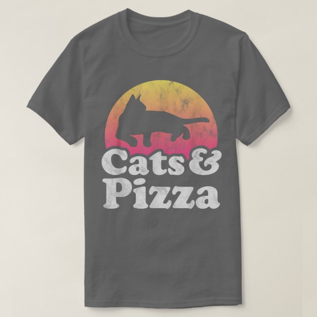 Katzen und Pizza Männerkatze und Pizza T-Sh T-Shirt (Design vorne)