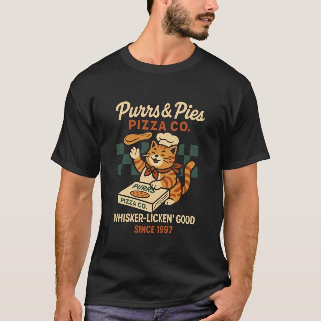 Katzen und Pizza T-Shirt (Vorderseite)