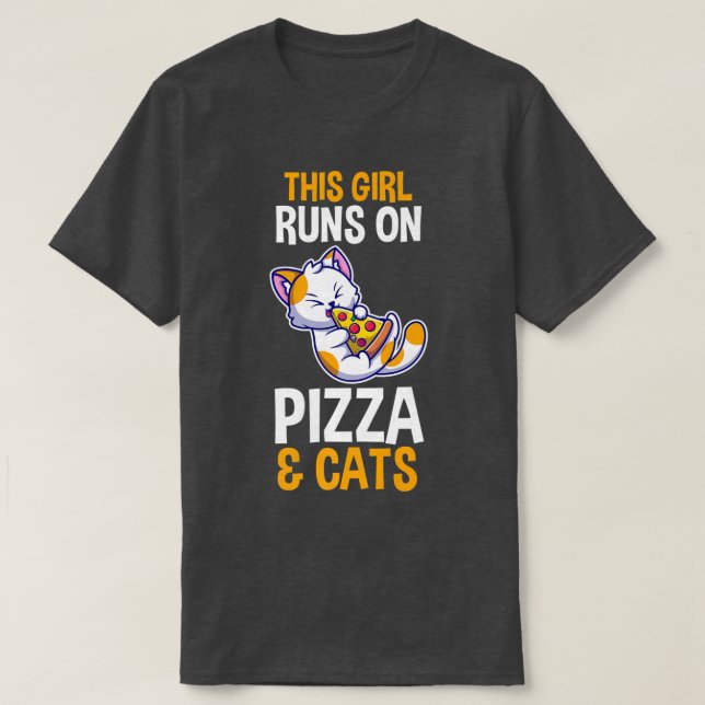 Katzen und Pizza T-Shirt (Design vorne)