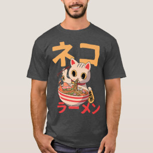 Katzen und Ramen Design kawaii Anime Japanisch Kat T-Shirt