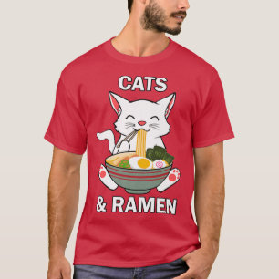 Katzen und Ramen Noodles Niedlich Kitty Japanische T-Shirt