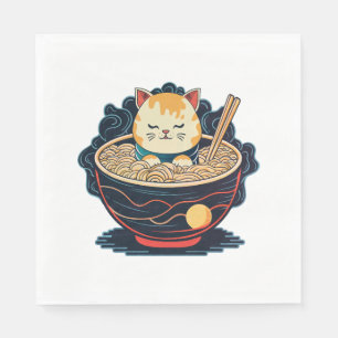 Katzen und Ramen Serviette