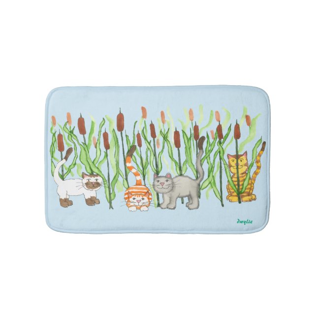 Katzen und Rohrkolben Badematte (Vorderseite)
