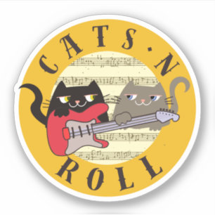 Katzen und Rolle Aufkleber Lustige Katze Musik Git