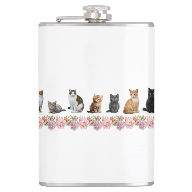 Katzen und Rose Flachmann (Vorderseite)