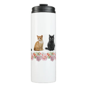 Katzen und Rosen Thermosbecher