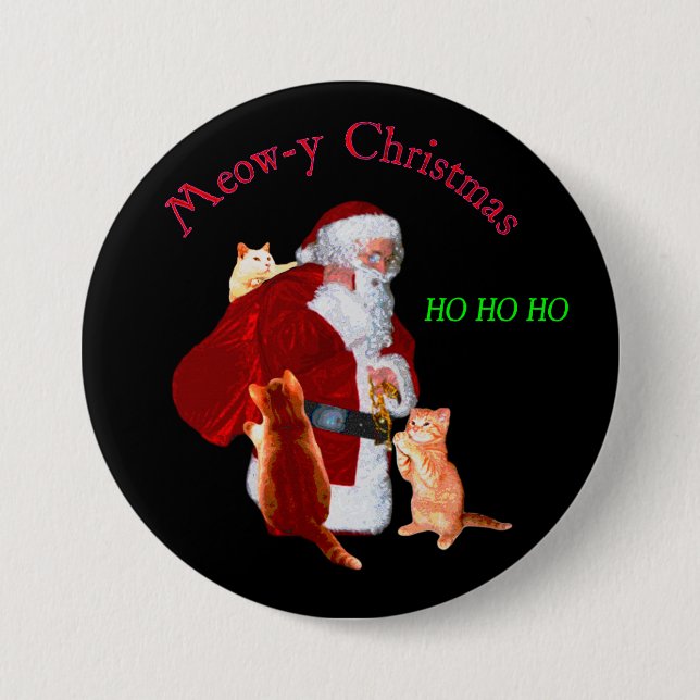 Katzen und Santa Button (Vorderseite)