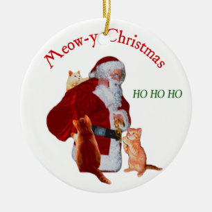 Katzen und Santa Keramikornament
