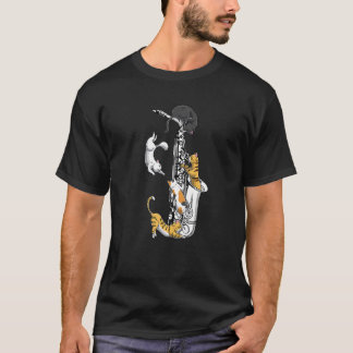 Katzen und Saxophon Instrument Sax Jazz Saxophonis T-Shirt