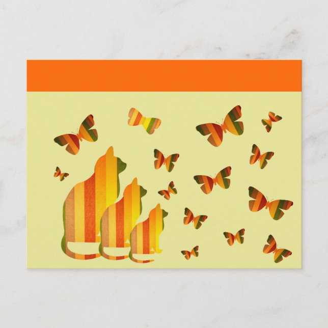 Katzen und Schmetterlinge Postkarte (Vorderseite)