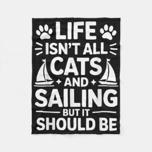 Katzen und Segelboot Lustiges Segeln Fleecedecke