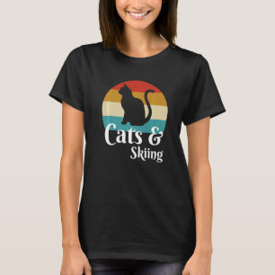 Katzen und Skifahren Wintersport Ski T-Shirt