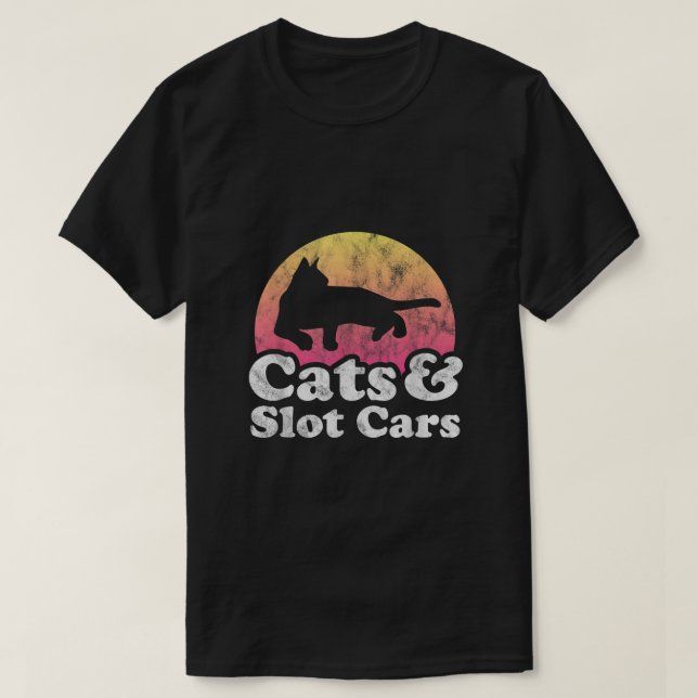Katzen und Slot Cars Mens oder Weibchen Cat and Sl T-Shirt (Design vorne)